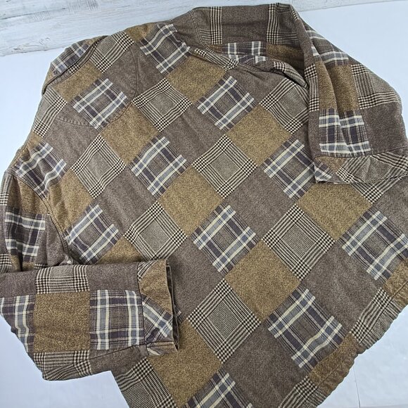 ORTON BROTHERS PATCHWORK BROWN FLANNEL SHIRT MEN'S SIZE LARGE - Picture 13 of 16